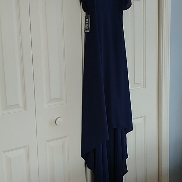Express Dresses & Skirts - Express Cold Shoulder Hi-Low Navy Dress, Sz 00
